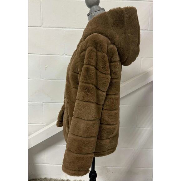 Apparis Goldy Coat Hooded Faux- Fur Jacket Camel Women’s Small Vegan Fur - Picture 8 of 11
